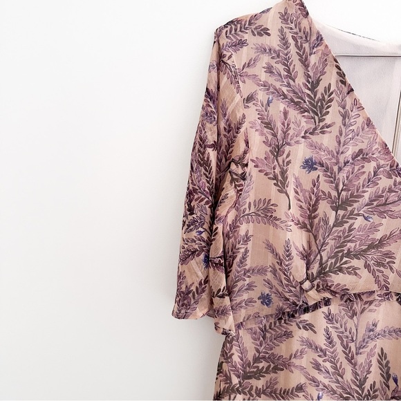 Sundance Lilac Springs Beige Floral Asymmetrical Midi Dress M or L - Picture 8 of 11
